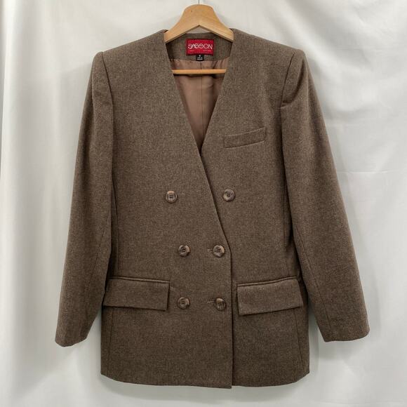 Vintage Session brown wool assymmetrical blazer - Picture 2 of 6